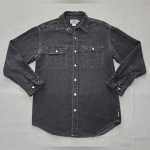 Armani Exchange A/X Denim Shirt Mens Small Black Long Sleeve Button Up Shacket